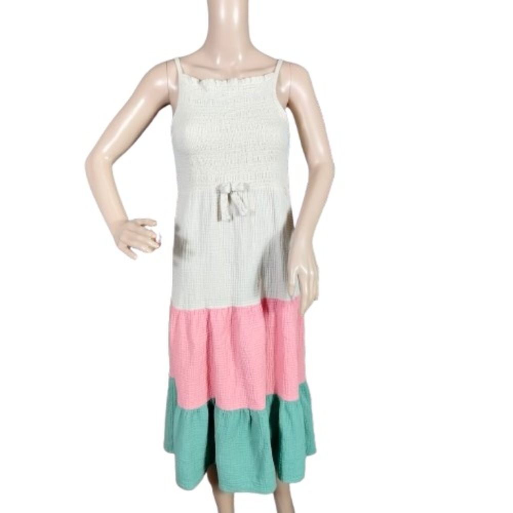 Bonnie Jeans‎ Womens Smocked Sundress Sleeveless Tiered Ruffle Hem Beach Size XL